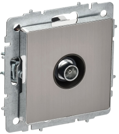 Розетка одиночная BRITE, телевизионная (TV), одинарная, цвет - никель