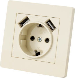 Розетка USB A+A, 2.1А с электрической розеткой
Сенеж,  USB type-A 5V,  Электр. с USB,  двойная,   цвет - слоновая кость,  пластмасса,  SQ1816-0153,  TDM
 - PULSAL.RU