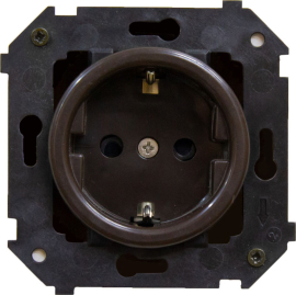 Розетка
Шедель,  без шторок,  с заземлением,  одинарная,  винтовые клеммы,   цвет - коричневый,  пластмасса,  B3-101-22,  Bironi
 - PULSAL.RU