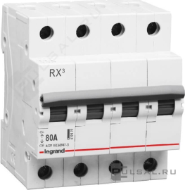 Выключатель нагрузки (рубильник) RX³, 4 полюса, 80А, 419419, Legrand - PULSAL.RU