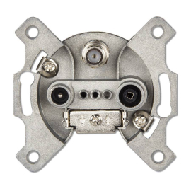 Механизм розетки TV+FM+SAT
R1,  R2,  R3,  телевизионная (TV),  спутниковая (SAT),  радио (R),  тройная,  86207-F,  Wedder
 - PULSAL.RU