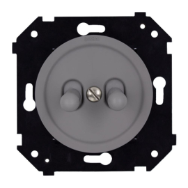 Кнопка тумблерная
Шедель Бриз,  двухклавишный,   цвет - титан матовый,  пластмасса,  B3-232-26M-PB,  Bironi
 - PULSAL.RU