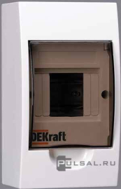 Бокс ЩРН-П-4, ЩРН-П, навесной, IP 41,  модулей - 4, пластмасса,  цвет - белый, 31008DEK, Dekraft - PULSAL.RU