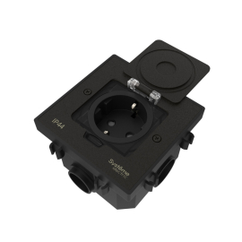 Лючок MultiDesk с розеткой и монтажной коробкой для бетонных полов
MultiDesk,  W45,  напольная,  1 пост,   цвет - черный матовый,  металл,  IP 44,  MDK21202MBC,  Systeme Electric
 - PULSAL.RU