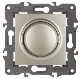 Светорегулятор (диммер) 15-400 Вт, для LED 5-300 ВА
Elegance,  поворотно-нажимной,  лампы накаливания и галогенные 220В (R),  лампы с индукционным (обмоточным) трансформ.(L),  лампы с электронным (емкостным) трансформ.(C),  диммируемые лампы LED 220В (LEDi тип L),  диммируемые лампы LED 220В (LEDi тип C),   цвет - шампань,  пластмасса,  Б0034342,  14-4101-04,  ЭРА
 - PULSAL.RU