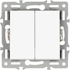 Выключатель
PRESTO,  GLARE,  VERSA,  двухклавишный,  без подсветки,   цвет - белый,  пластмасса,  043724 ARL,  043724,  Аrlight
 - PULSAL.RU