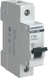 Автоматический выключатель ВА47-29 Generica, 1 полюс, 50А, C, 4,5 кА, MVA21-1-050-C-G, IEK - PULSAL.RU