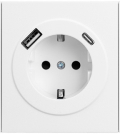 Розетка USB type-A+C, 3.0А с электрической розеткой
Miele Strong,  USB type-C 5V,  USB type-A 5V,  двойная,   цвет - жемчуг,  пластмасса,  KR-78-0704-4,  Kranz
 - PULSAL.RU